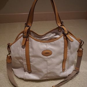 Tods Waxed Canvas Shoulder Bag